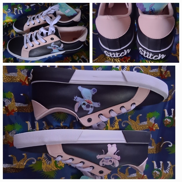 Disney Ground Up Lilo & Stitch Sneakers Black Pink Size 10 NWT - Picture 1 of 8